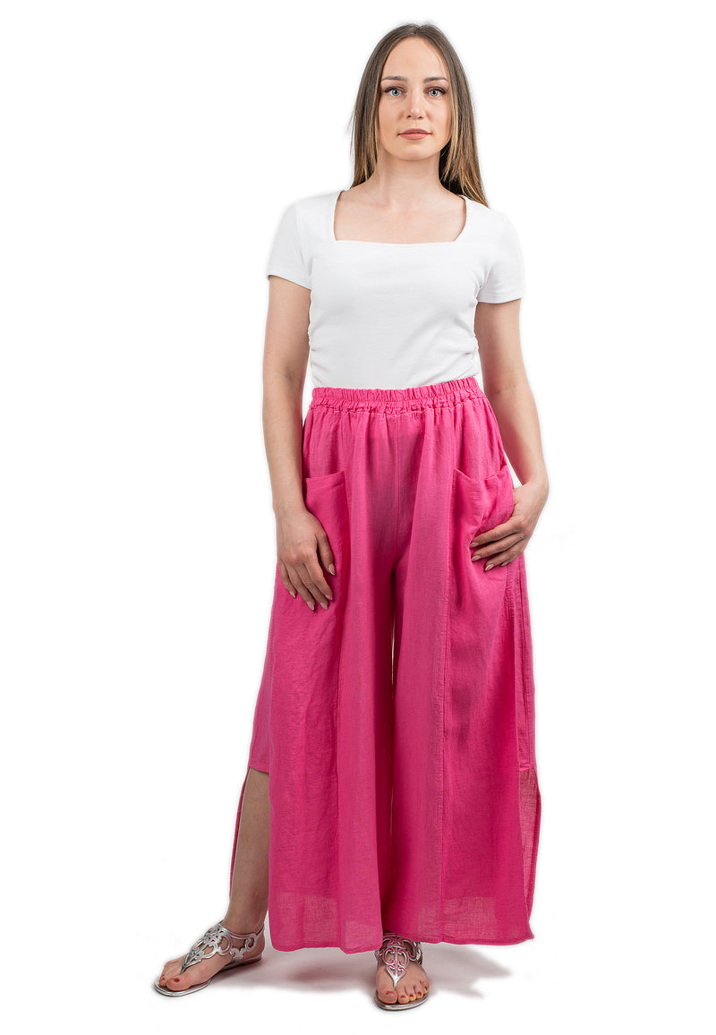 Slit trousers in 100% linen | Dalle Piane Cashmere