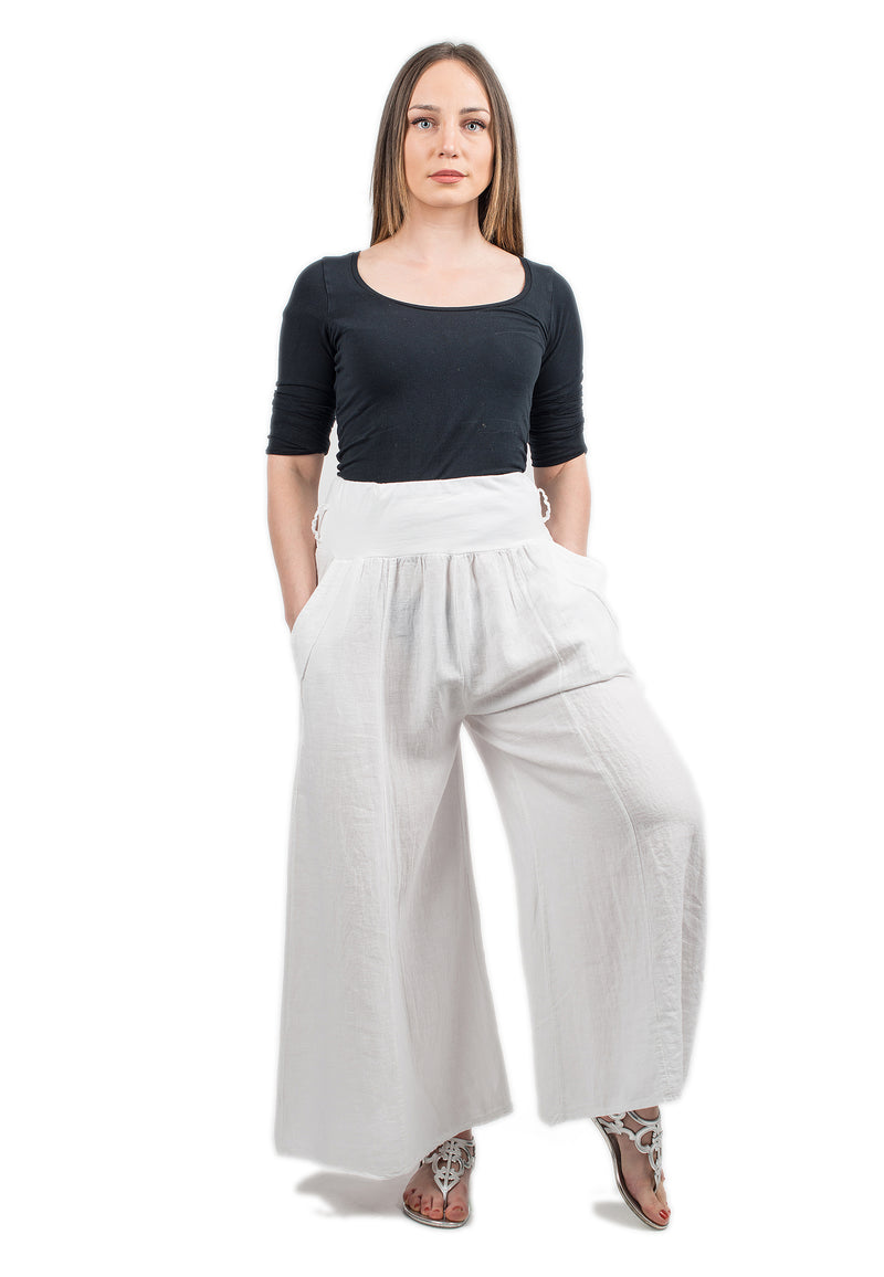 Palazzo trousers 100% linen | Dalle Piane Cashmere