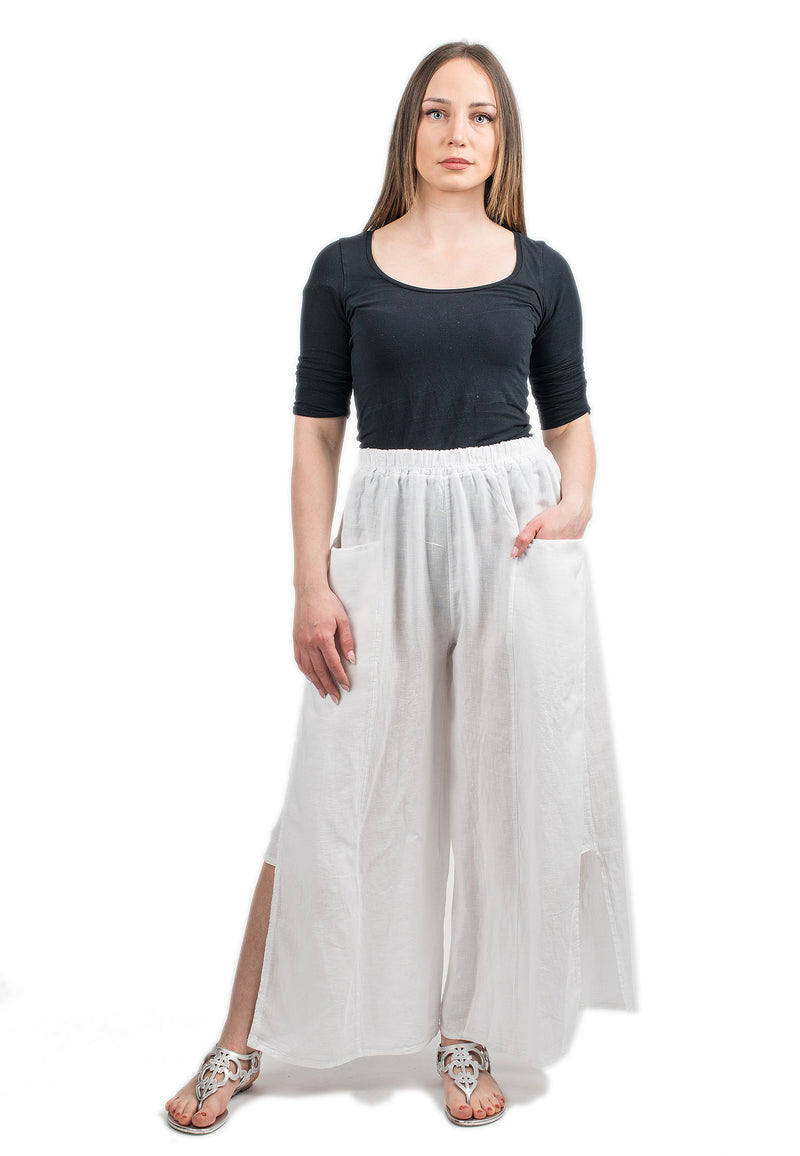 Slit trousers in 100% linen | Dalle Piane Cashmere