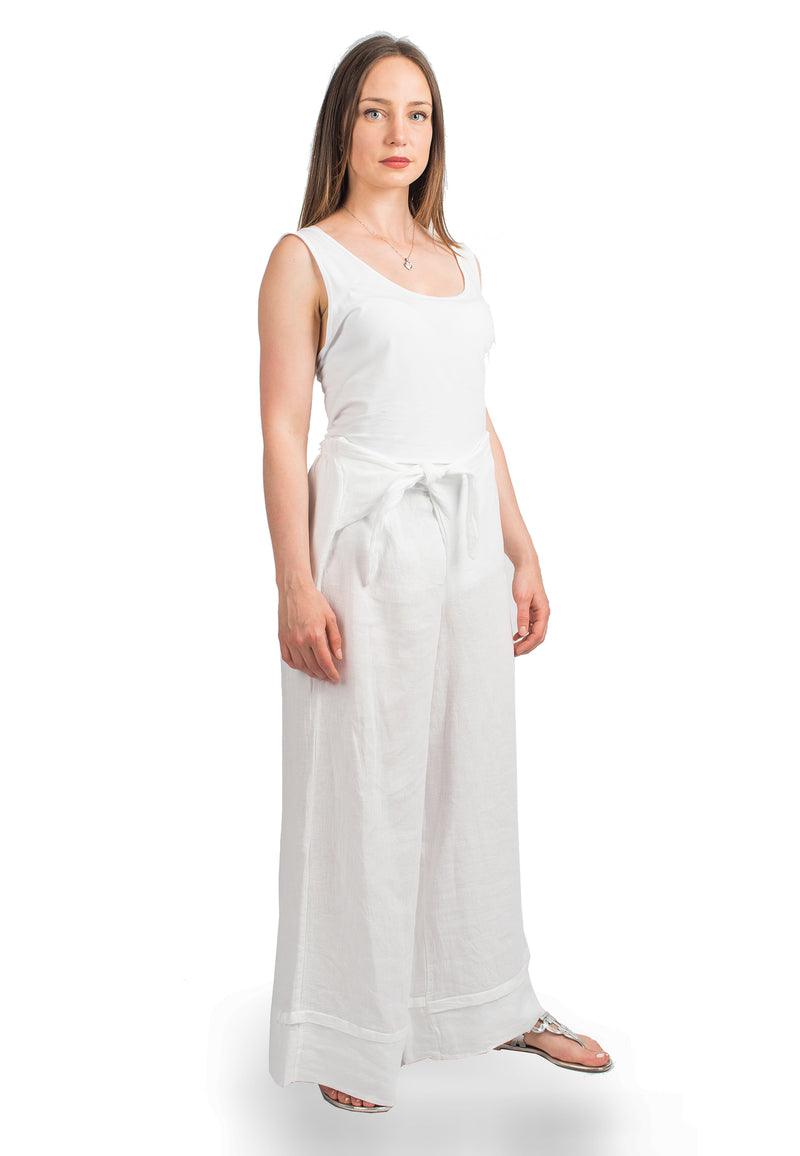 Trousers 100% linen with bow | Dalle Piane Cashmere