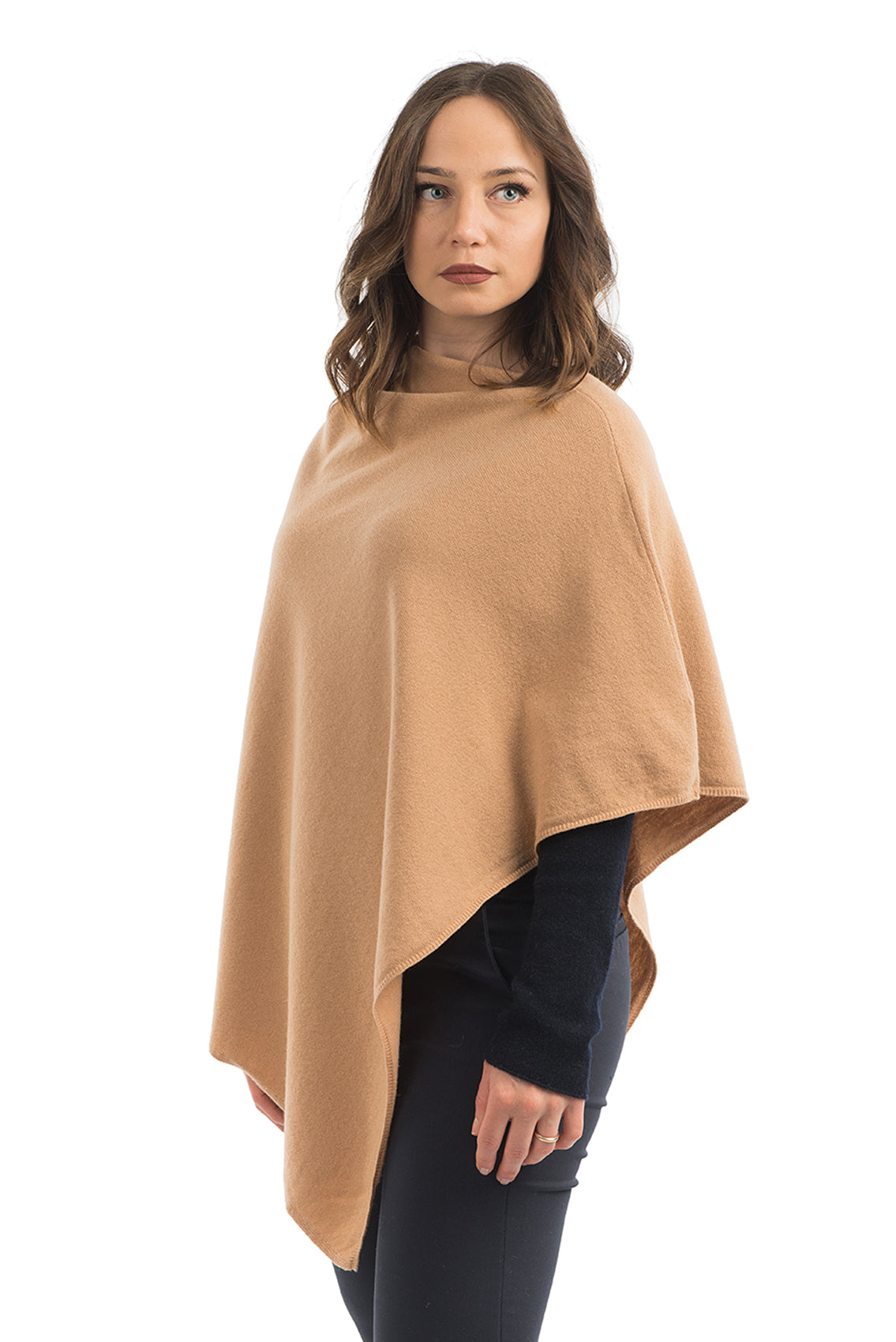 Camel Cashmere Blend Poncho, view 2