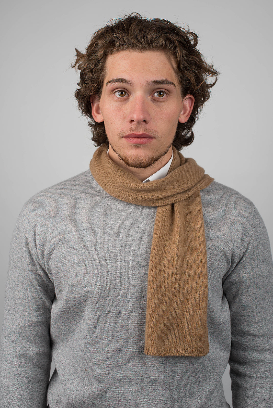 Camel Men's 100% Cashmere Skinny Scarf, view 2