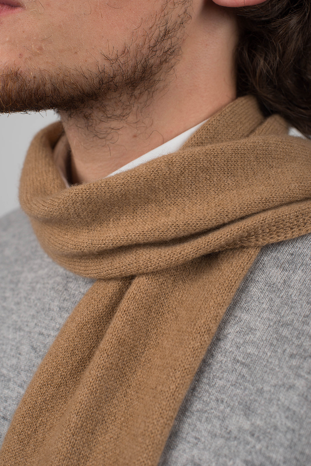 Camel Men's 100% Cashmere Skinny Scarf, view 3