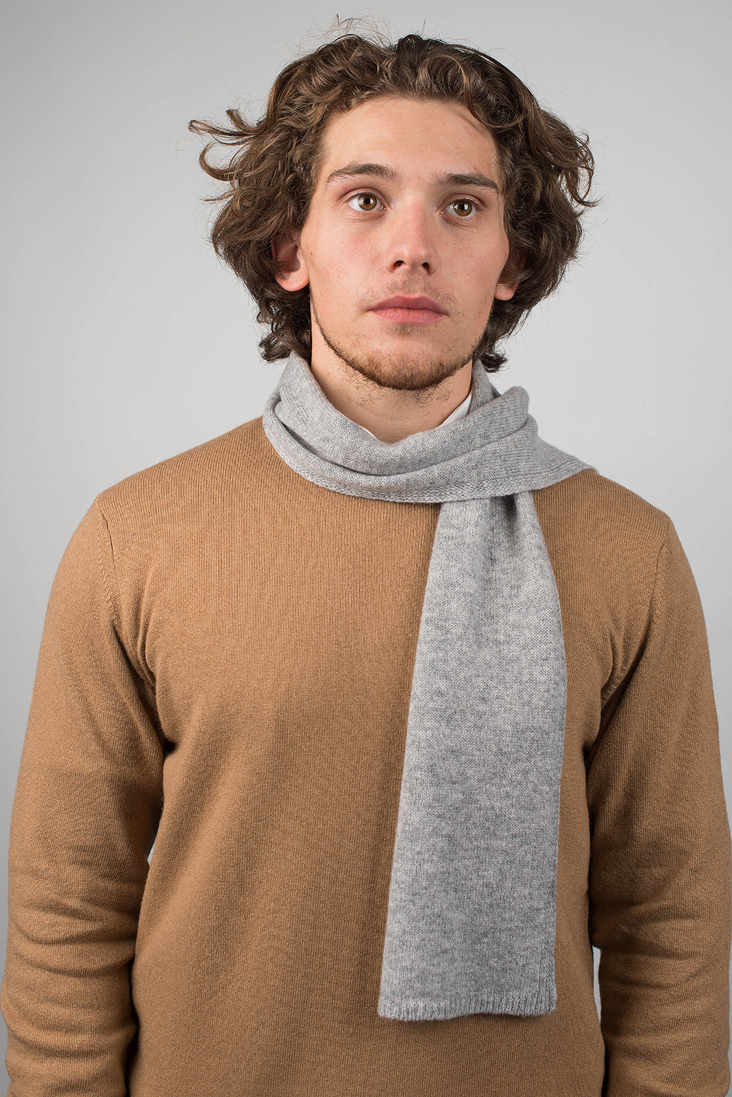 Gray Men's 100% Cashmere Skinny Scarf, view 2