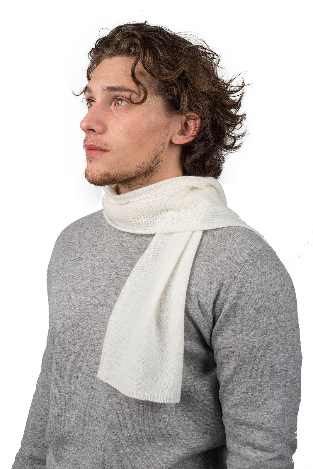 Cream Men's 100% Cashmere Skinny Scarf