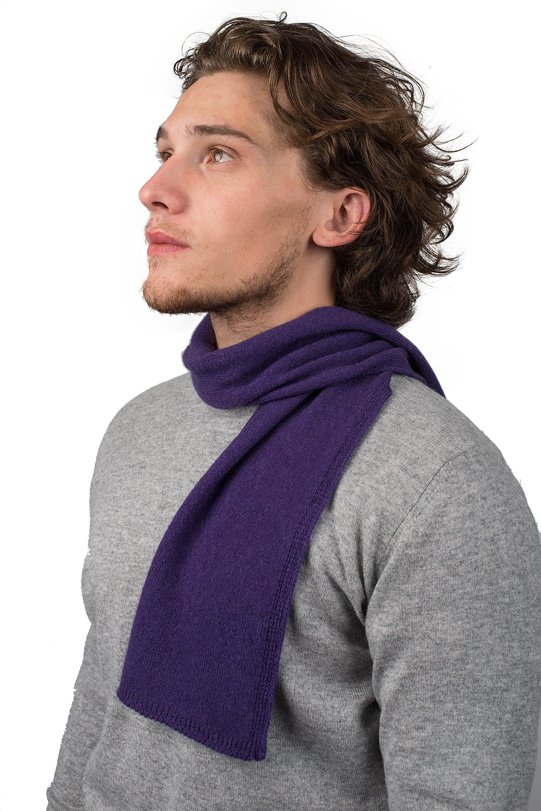 Purple Men's 100% Cashmere Skinny Scarf