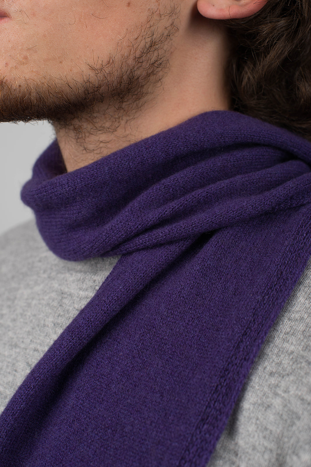 Purple Men's 100% Cashmere Skinny Scarf, view 3