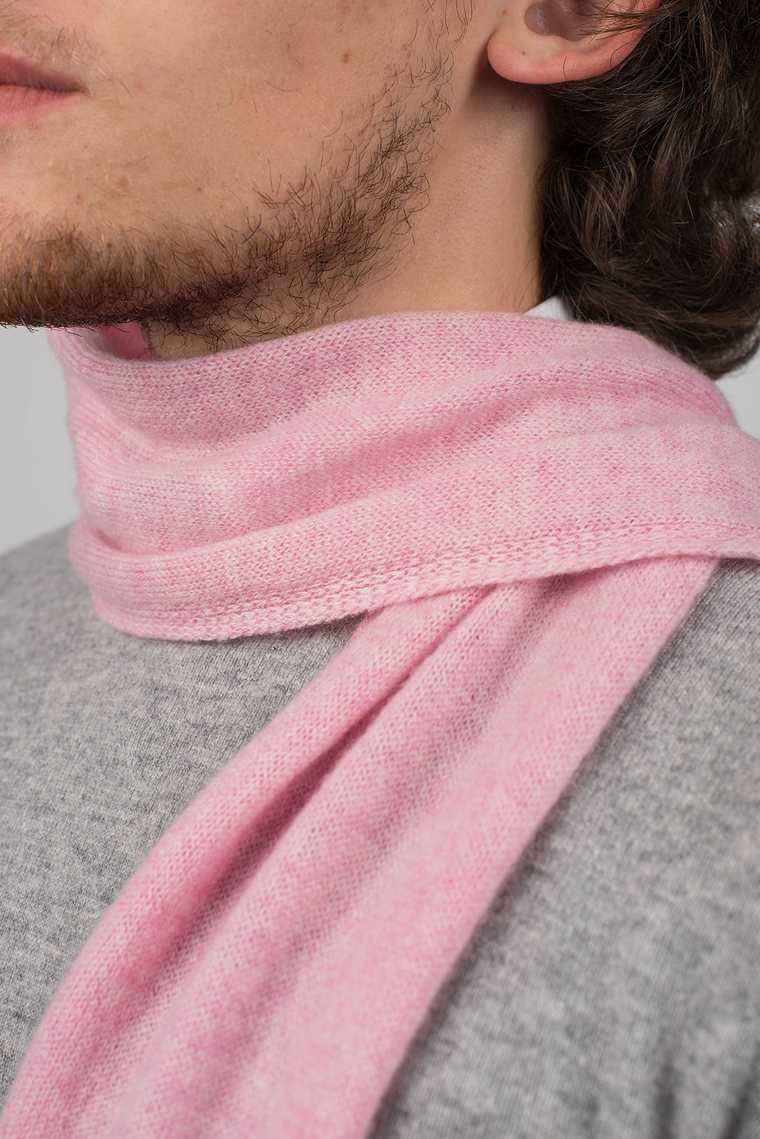 Pink Men's 100% Cashmere Skinny Scarf, view 3
