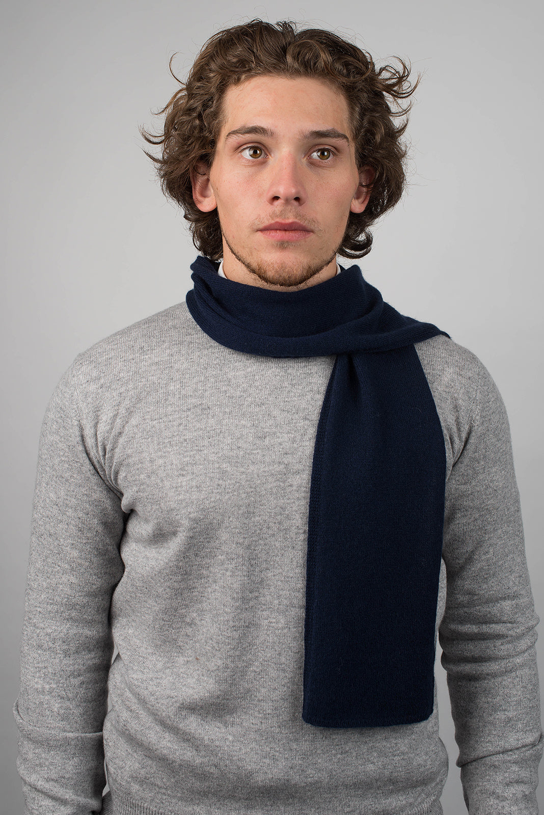 Blue Men's 100% Cashmere Skinny Scarf, view 2