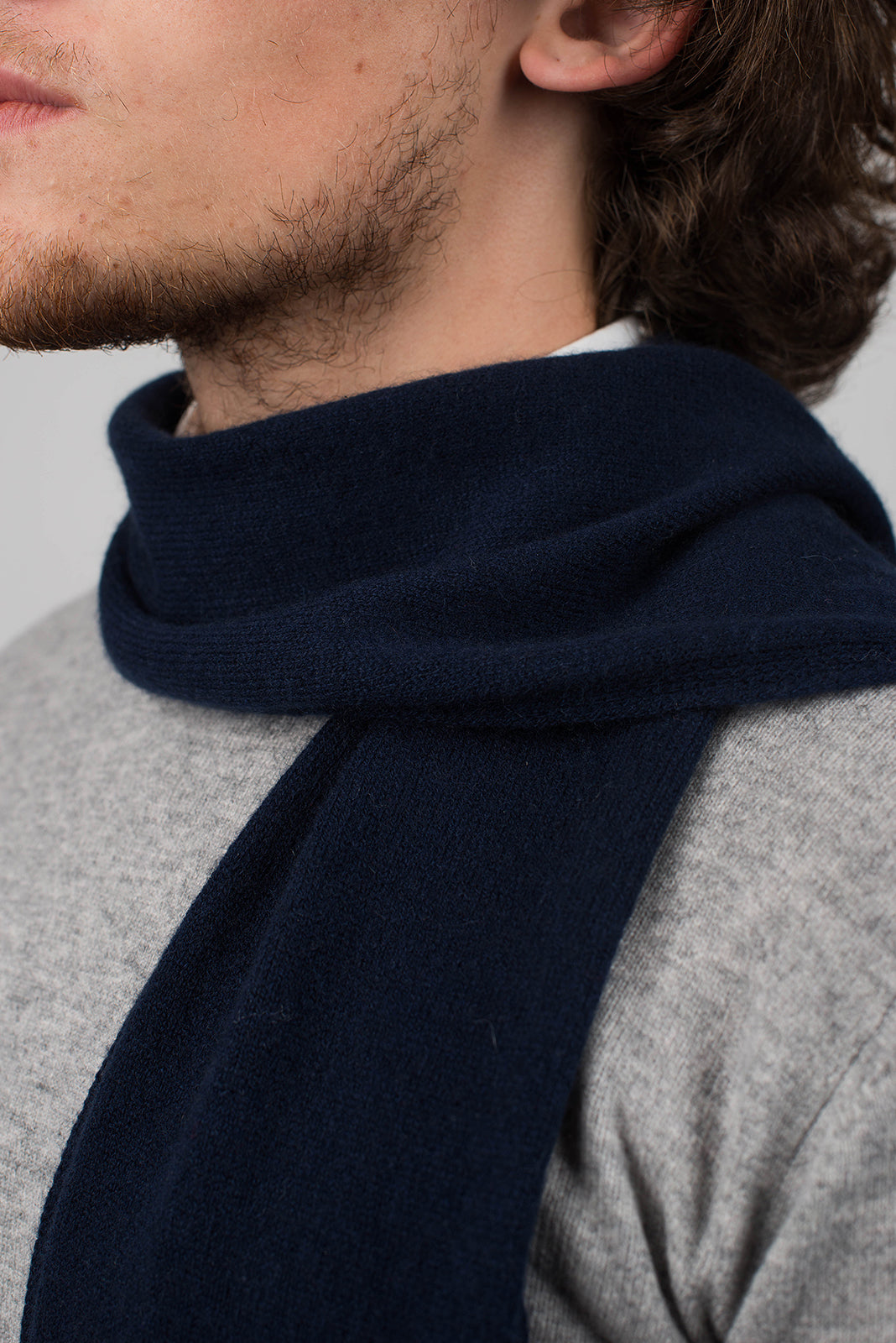 Blue Men's 100% Cashmere Skinny Scarf, view 3