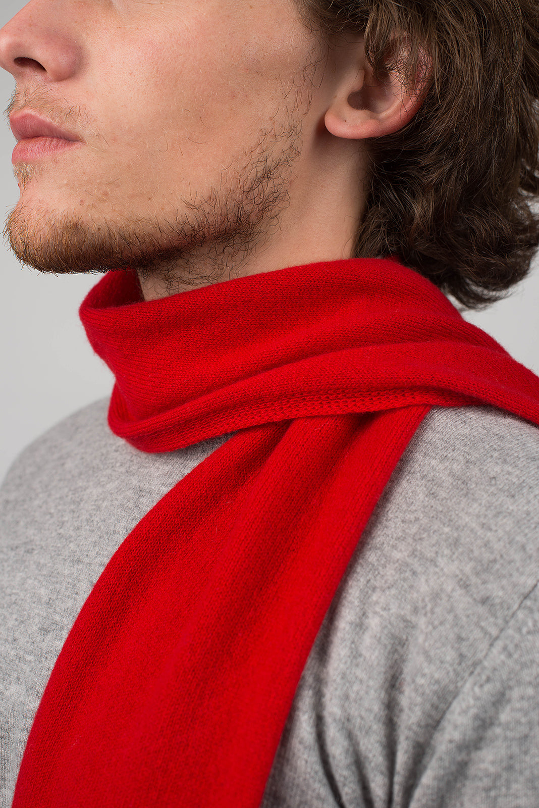 Red Men's 100% Cashmere Skinny Scarf, view 3