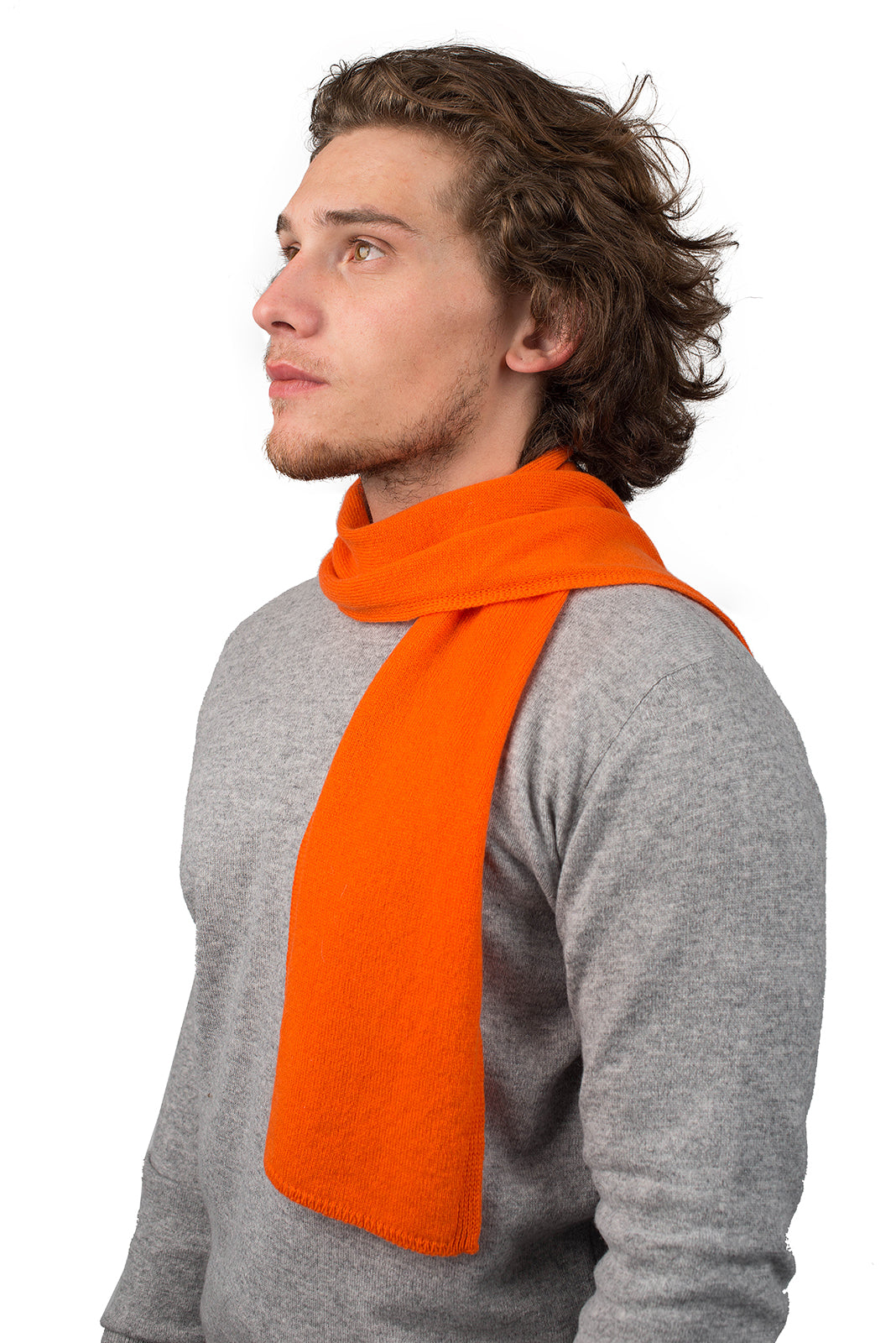 Orange Men's 100% Cashmere Skinny Scarf