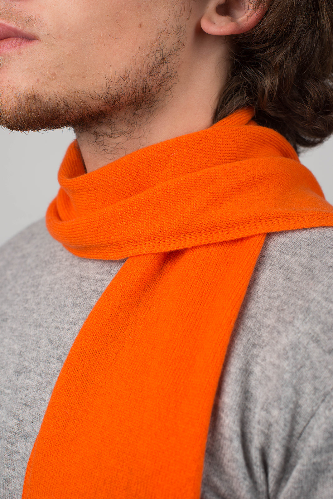 Orange Men's 100% Cashmere Skinny Scarf, view 3