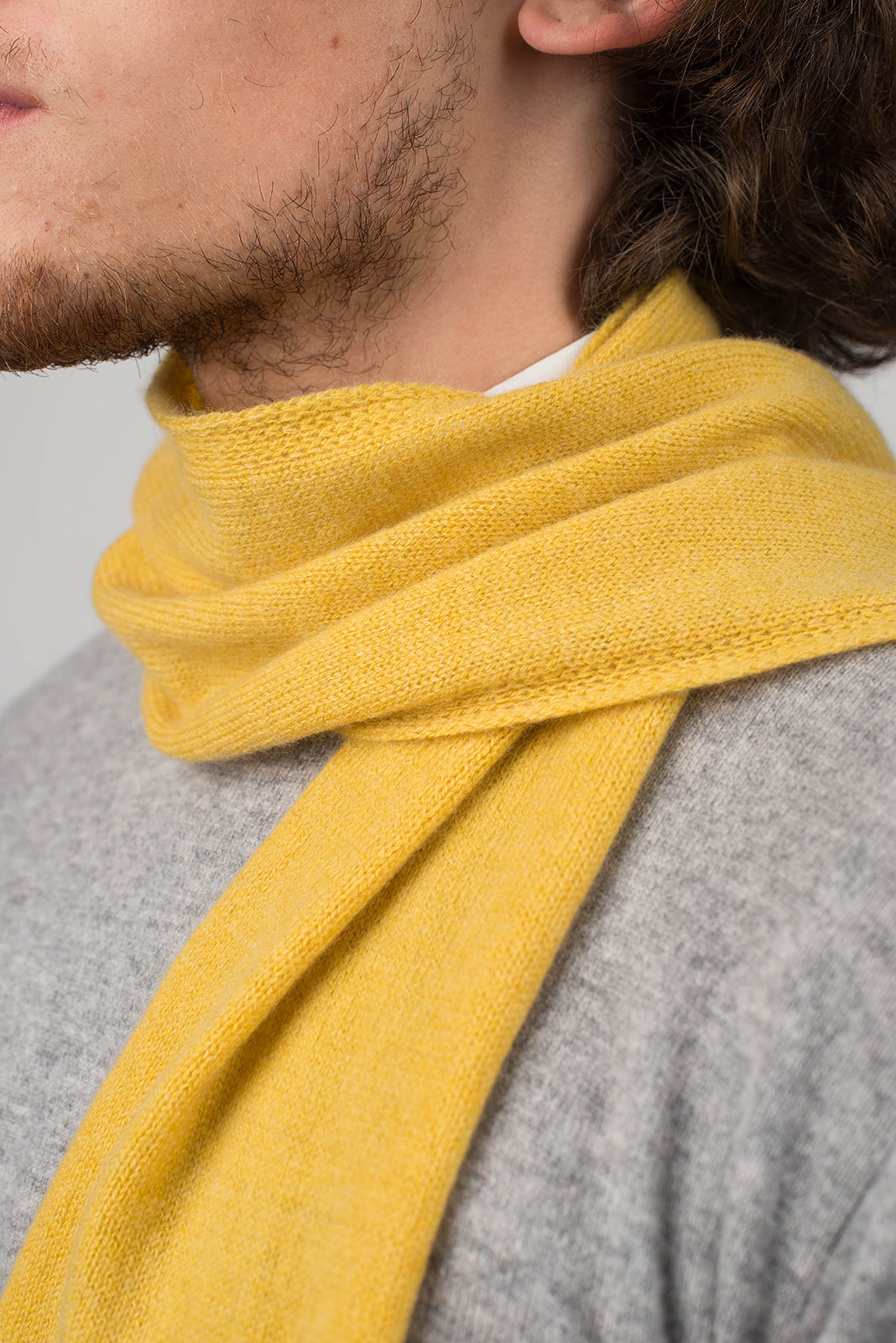 Yellow Men's 100% Cashmere Skinny Scarf, view 3
