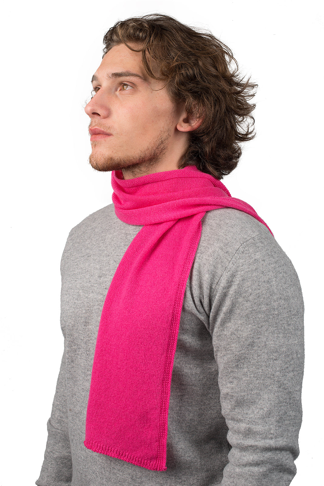 Fuchsia Men's 100% Cashmere Skinny Scarf