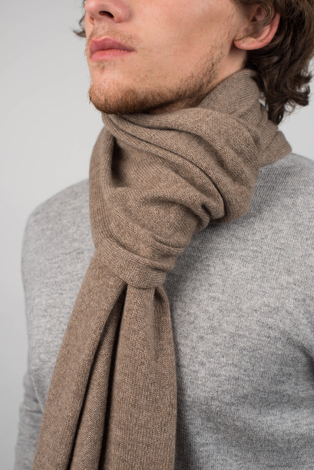 Mink Men's Wide 100% Cashmere Scarf, view 4