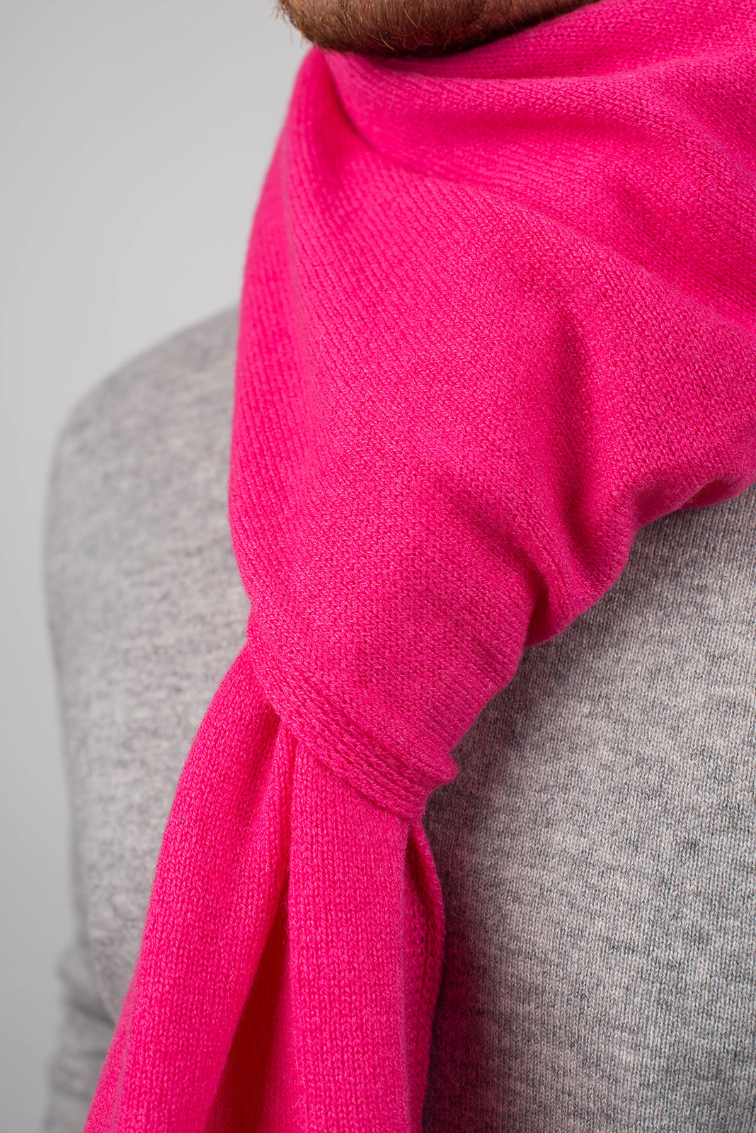 Fuchsia Men's Wide 100% Cashmere Scarf, view 4