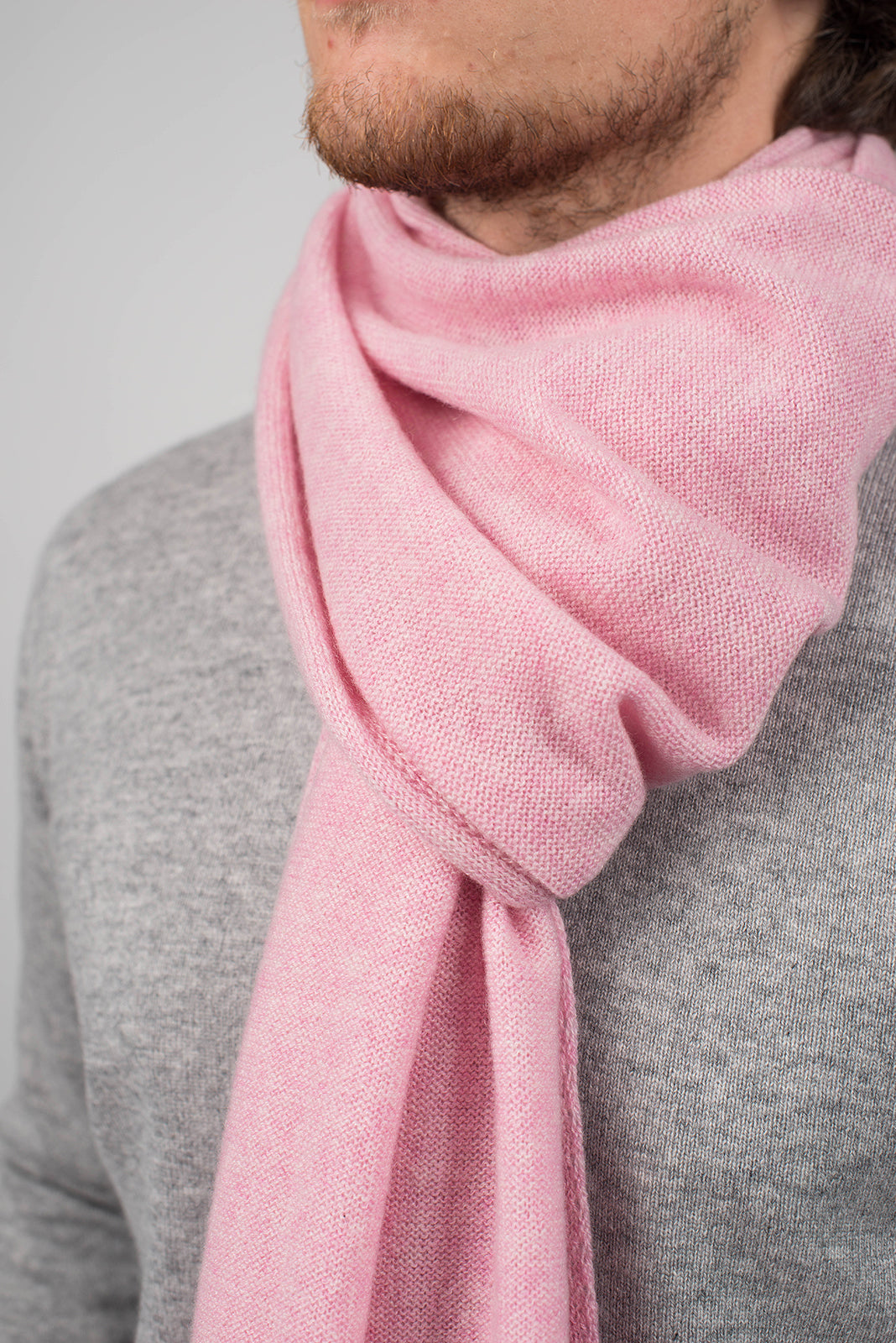 Pink Men's Wide 100% Cashmere Scarf, view 4