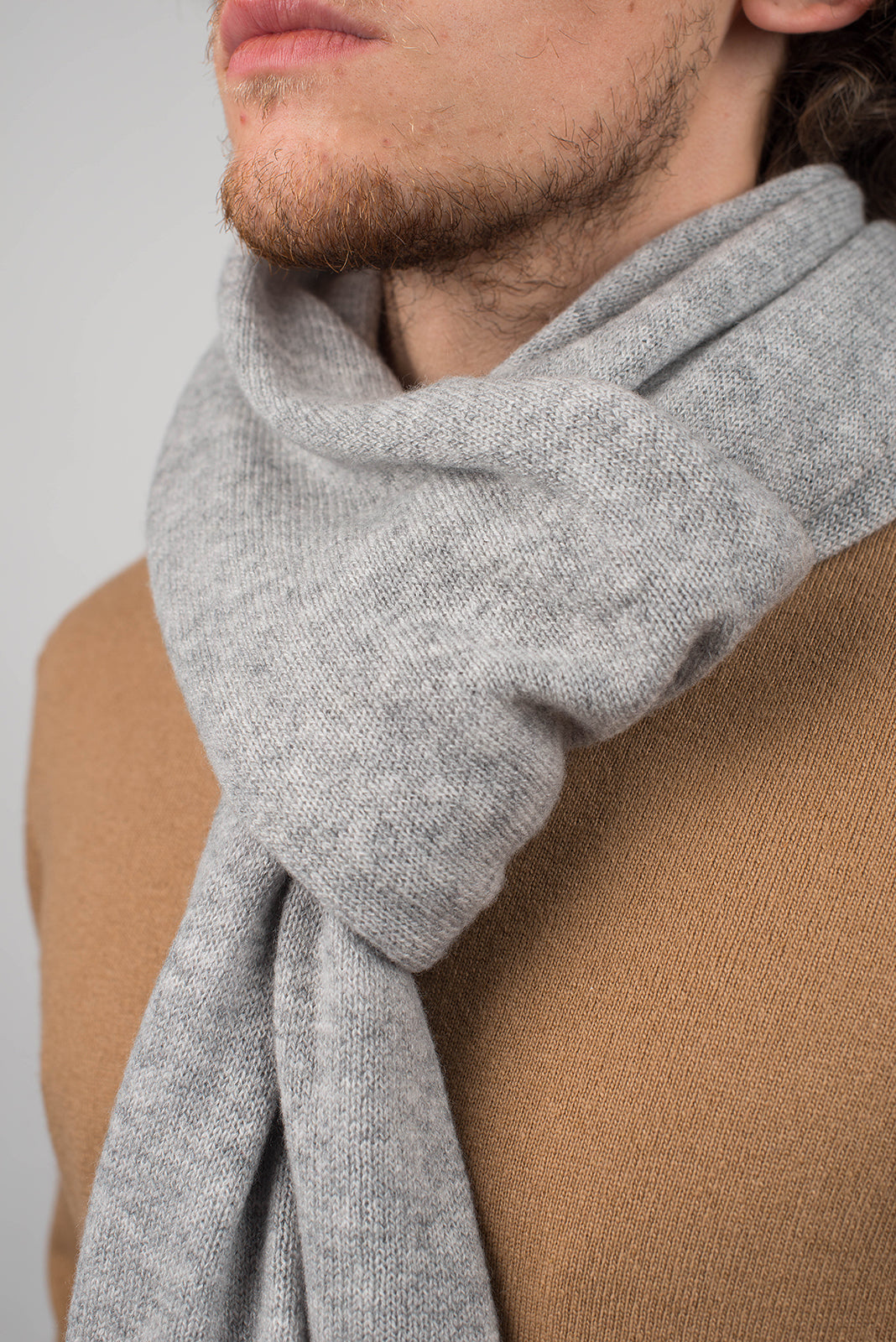 Gray Men's Wide 100% Cashmere Scarf, view 4
