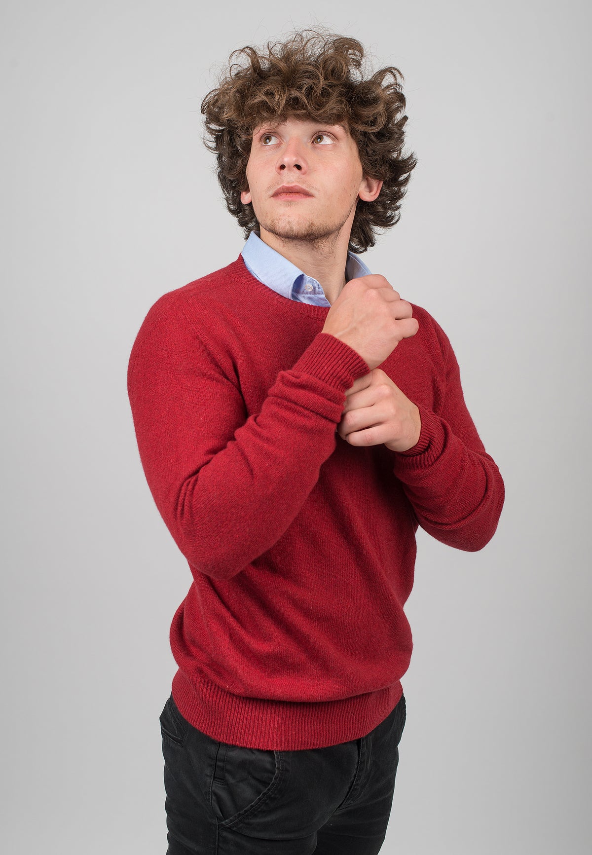 Red Men's Recycled Cashmere Blend Crewneck, view 3