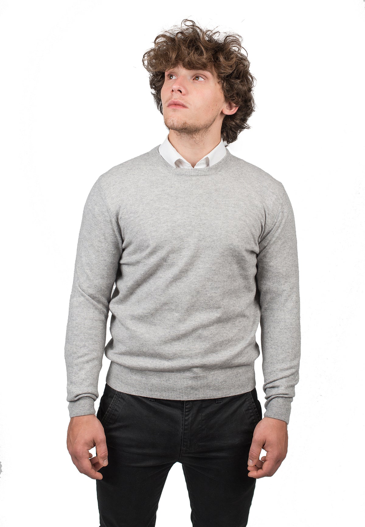 Gray Men's 100% Cashmere Crewneck