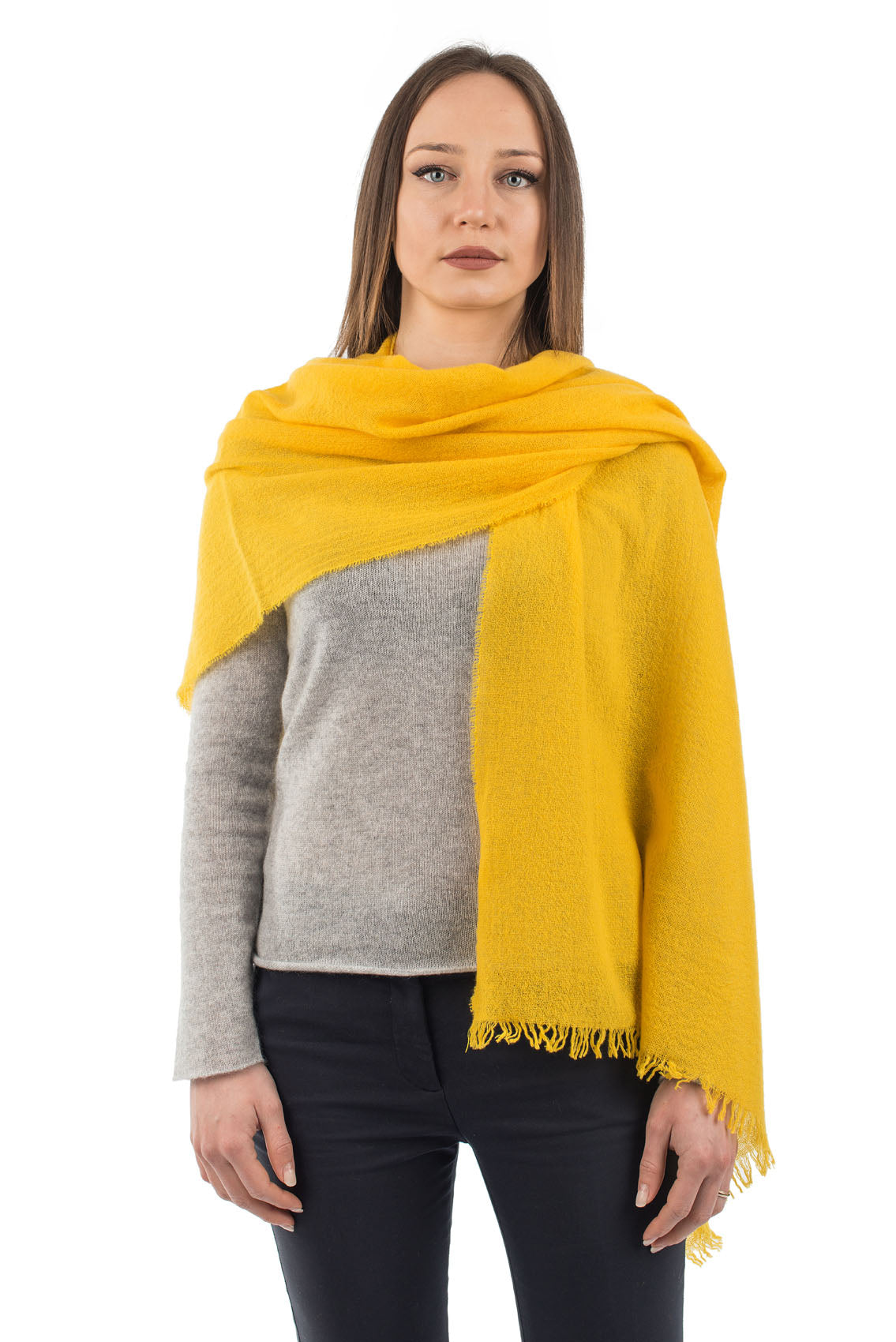 Yellow Women's 100% Cashmere Pashmina, view 2