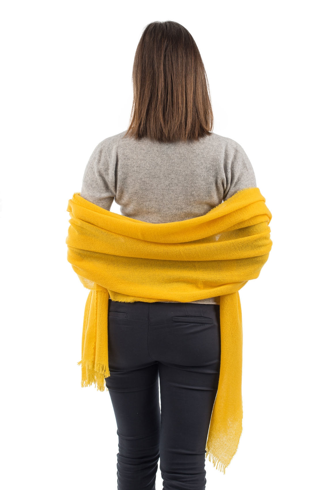 Yellow Women's 100% Cashmere Pashmina, view 3