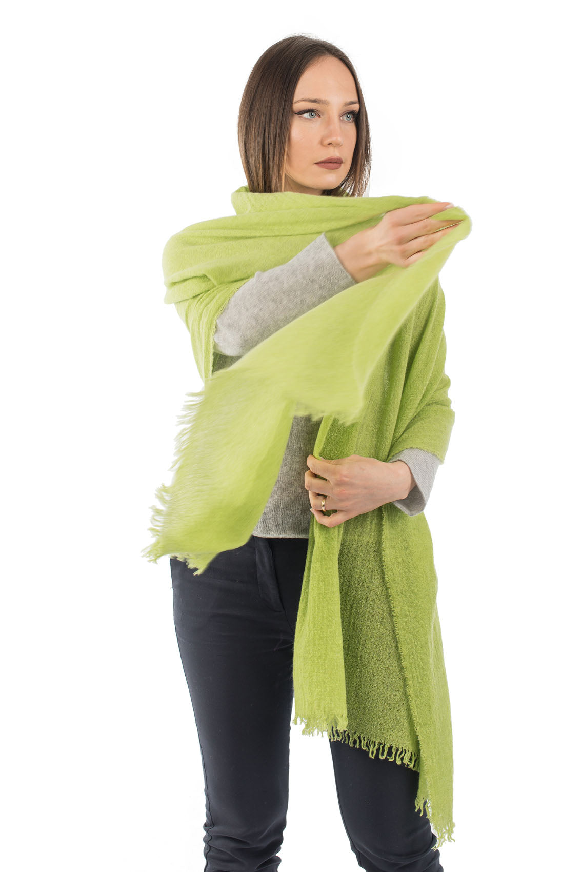 Apple Green Women's 100% Cashmere Pashmina, view 4