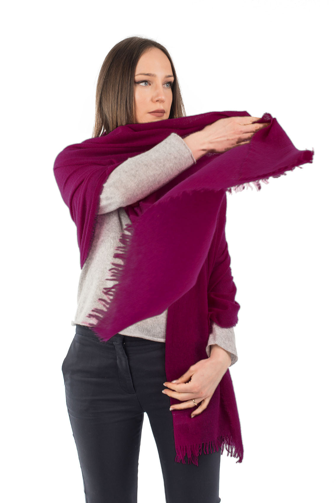 Fuchsia Women's 100% Cashmere Pashmina, view 3