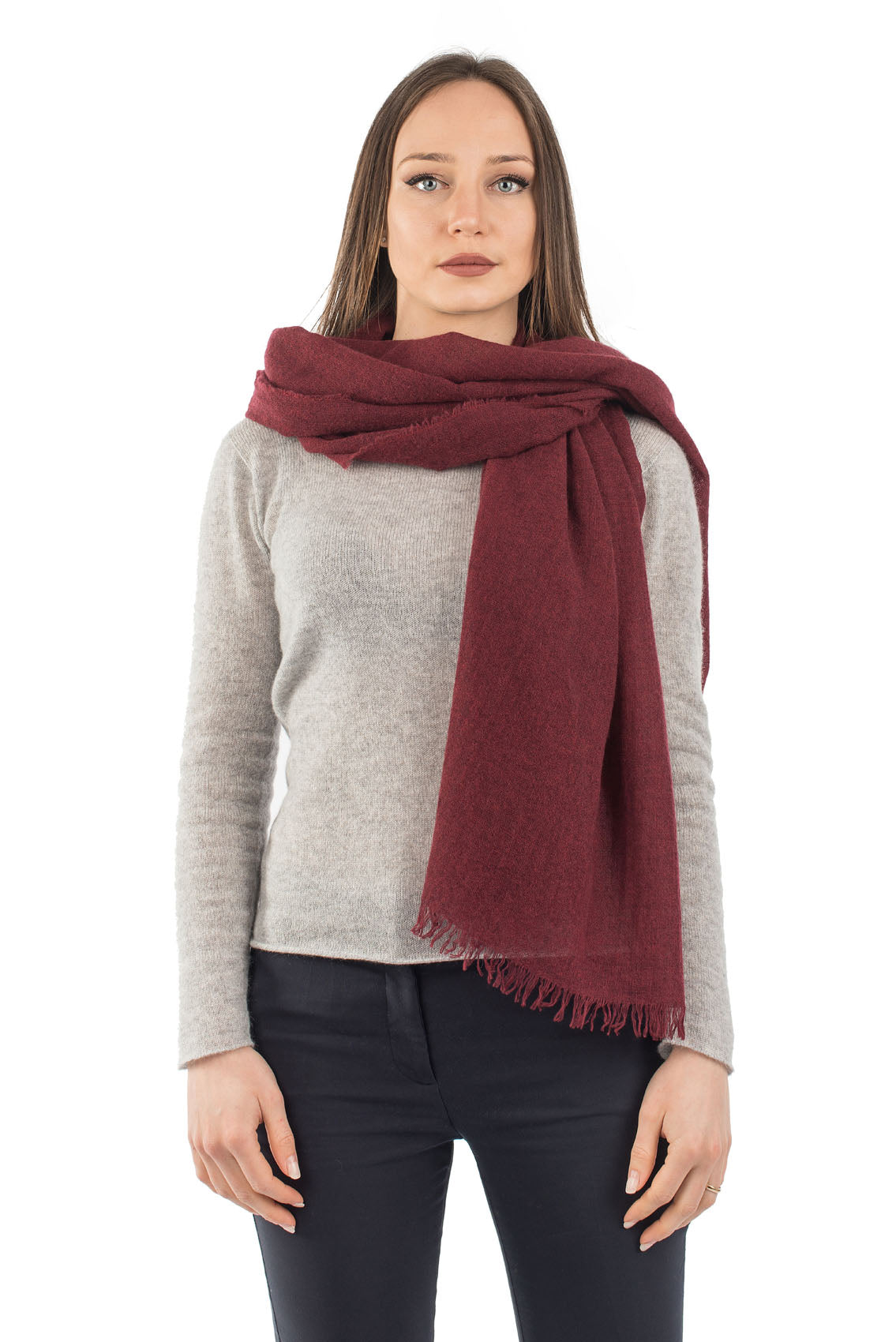 Burgundy Women's 100% Cashmere Pashmina, view 3