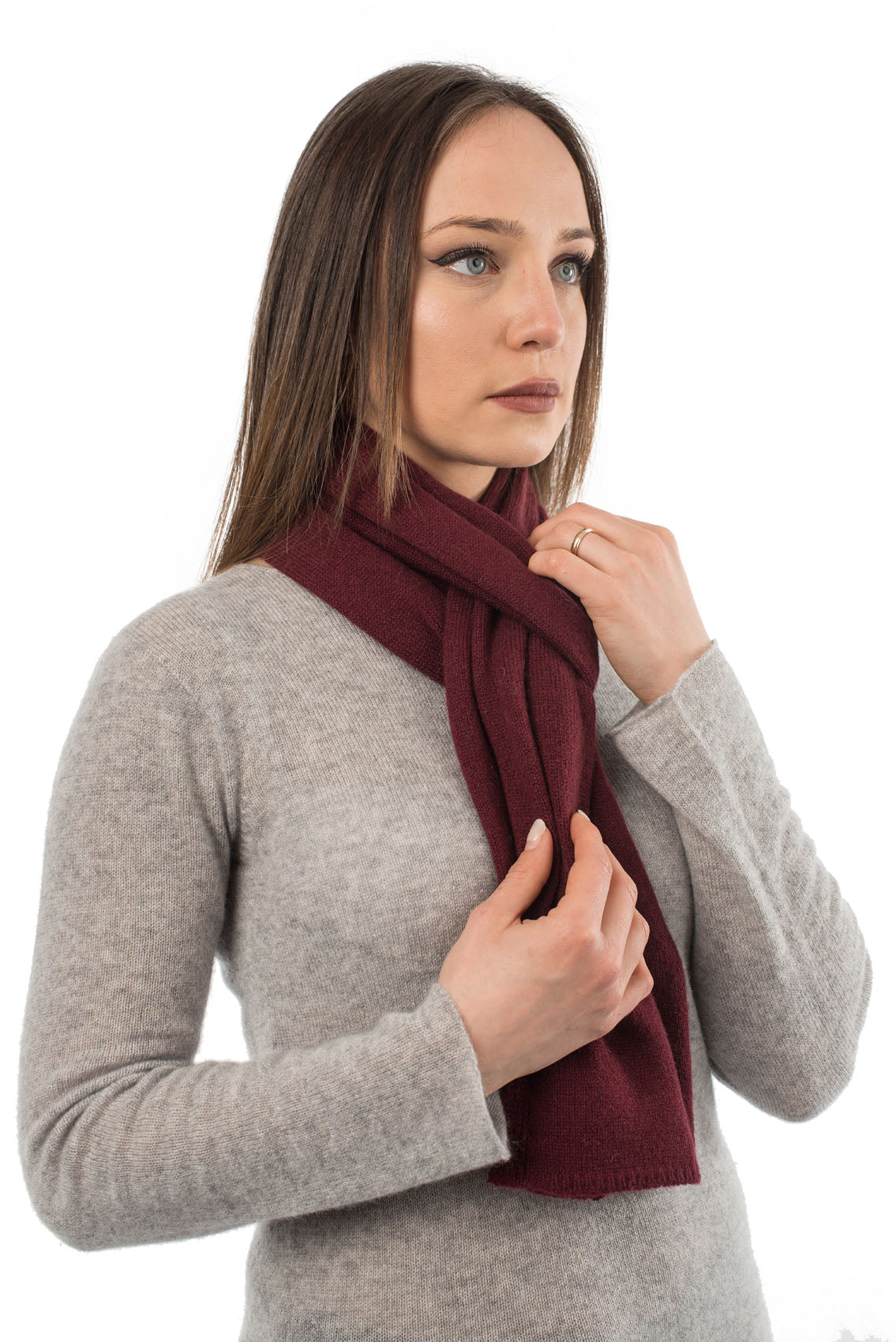 Burgundy Unisex 100% Cashmere Scarf, view 3