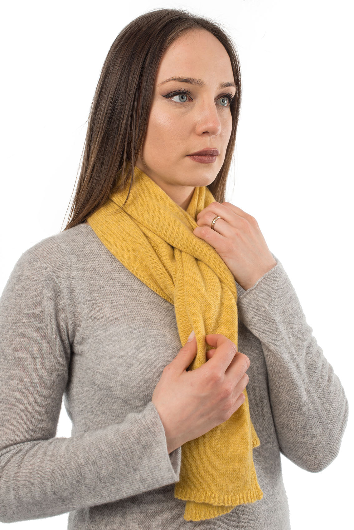 Yellow Unisex 100% Cashmere Scarf, view 3