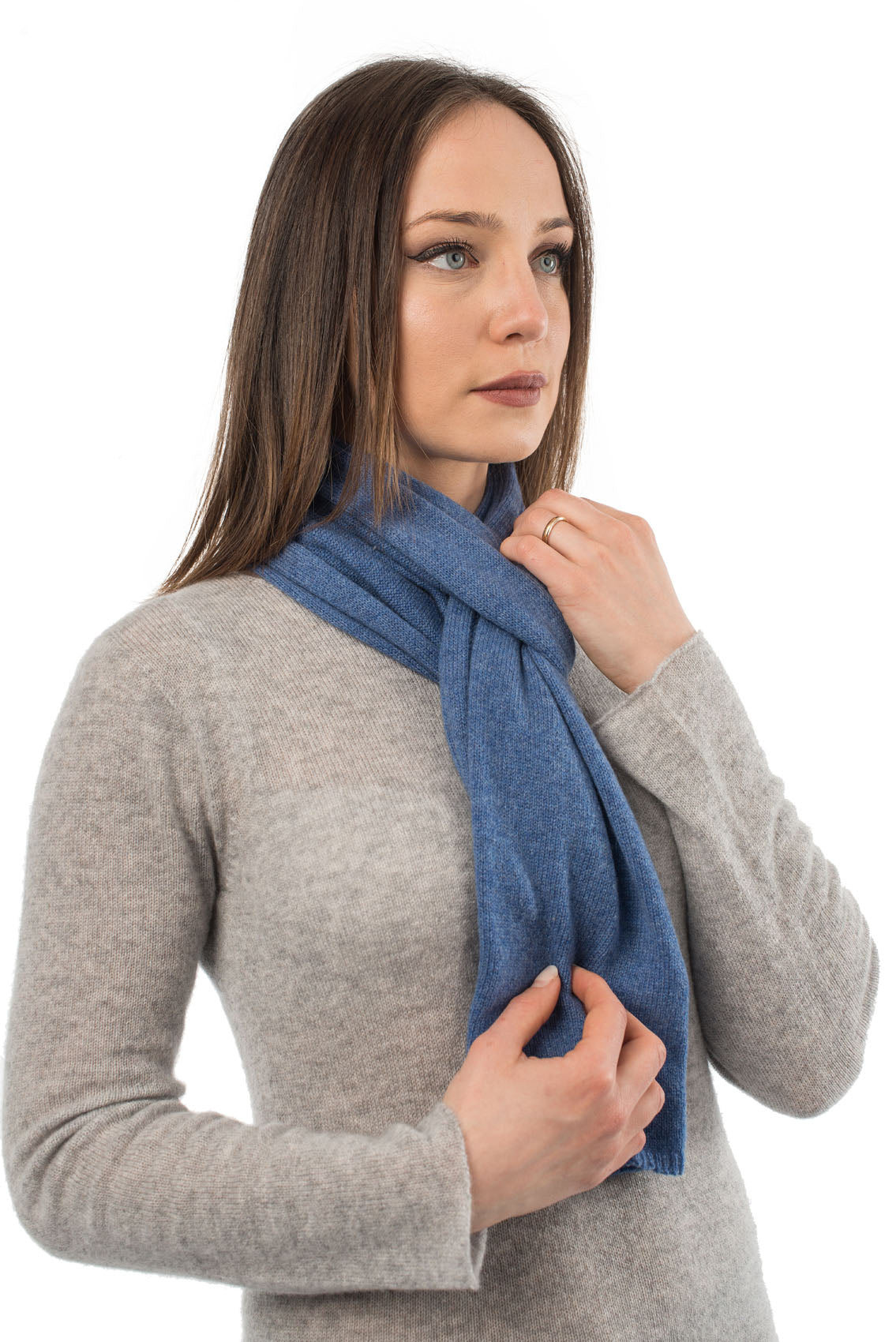 Light Blue Unisex 100% Cashmere Scarf, view 3