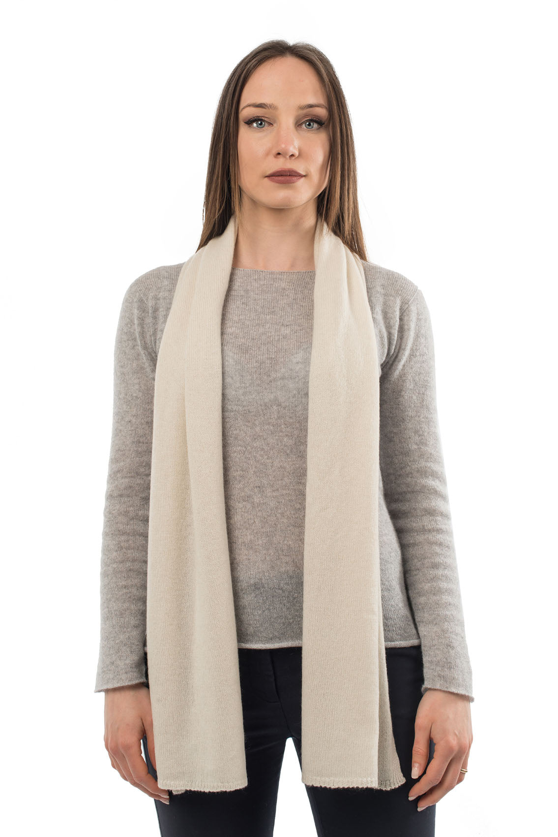 Cream Unisex 100% Cashmere Scarf