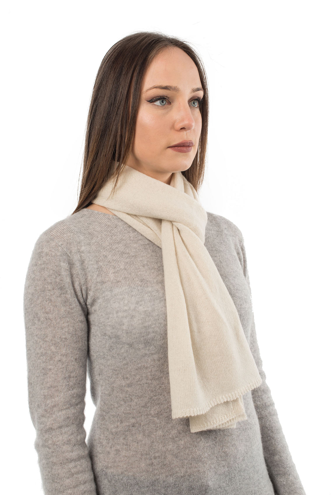 Cream Unisex 100% Cashmere Scarf, view 2