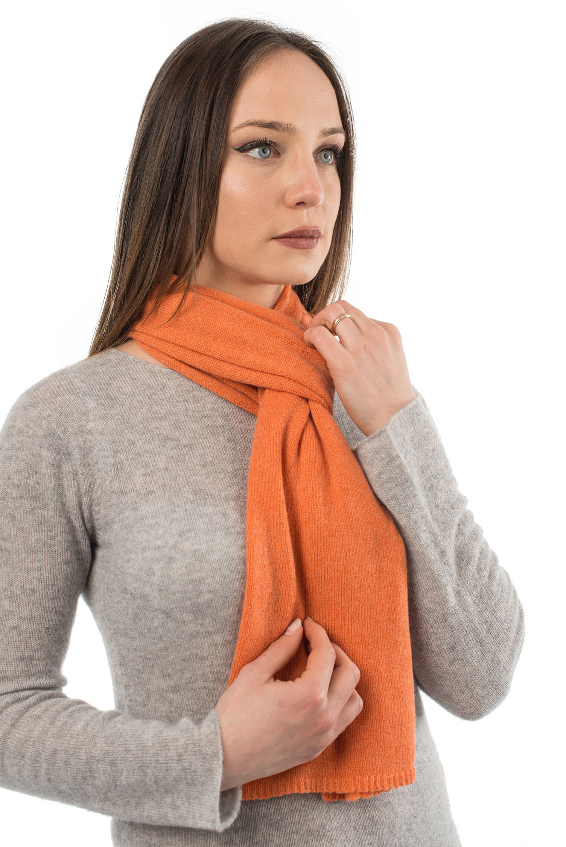 Orange Unisex 100% Cashmere Scarf, view 3