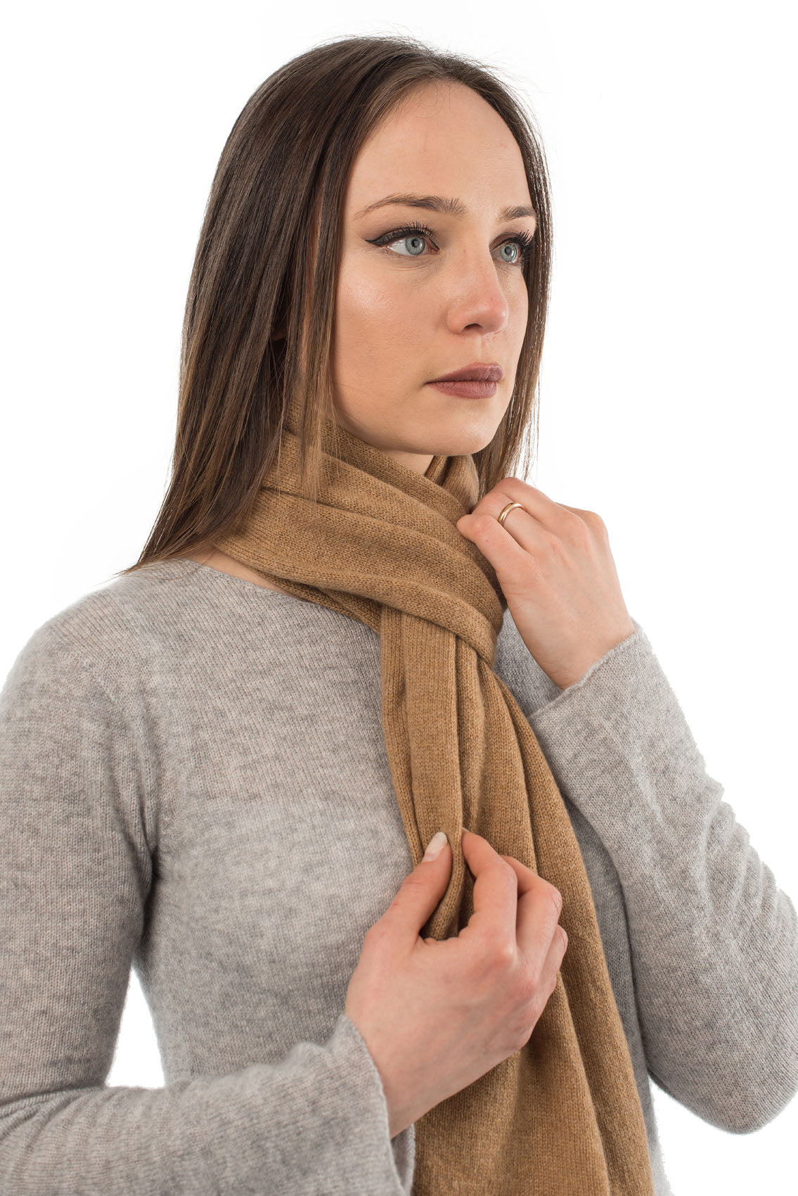 Camel Unisex 100% Cashmere Scarf, view 3