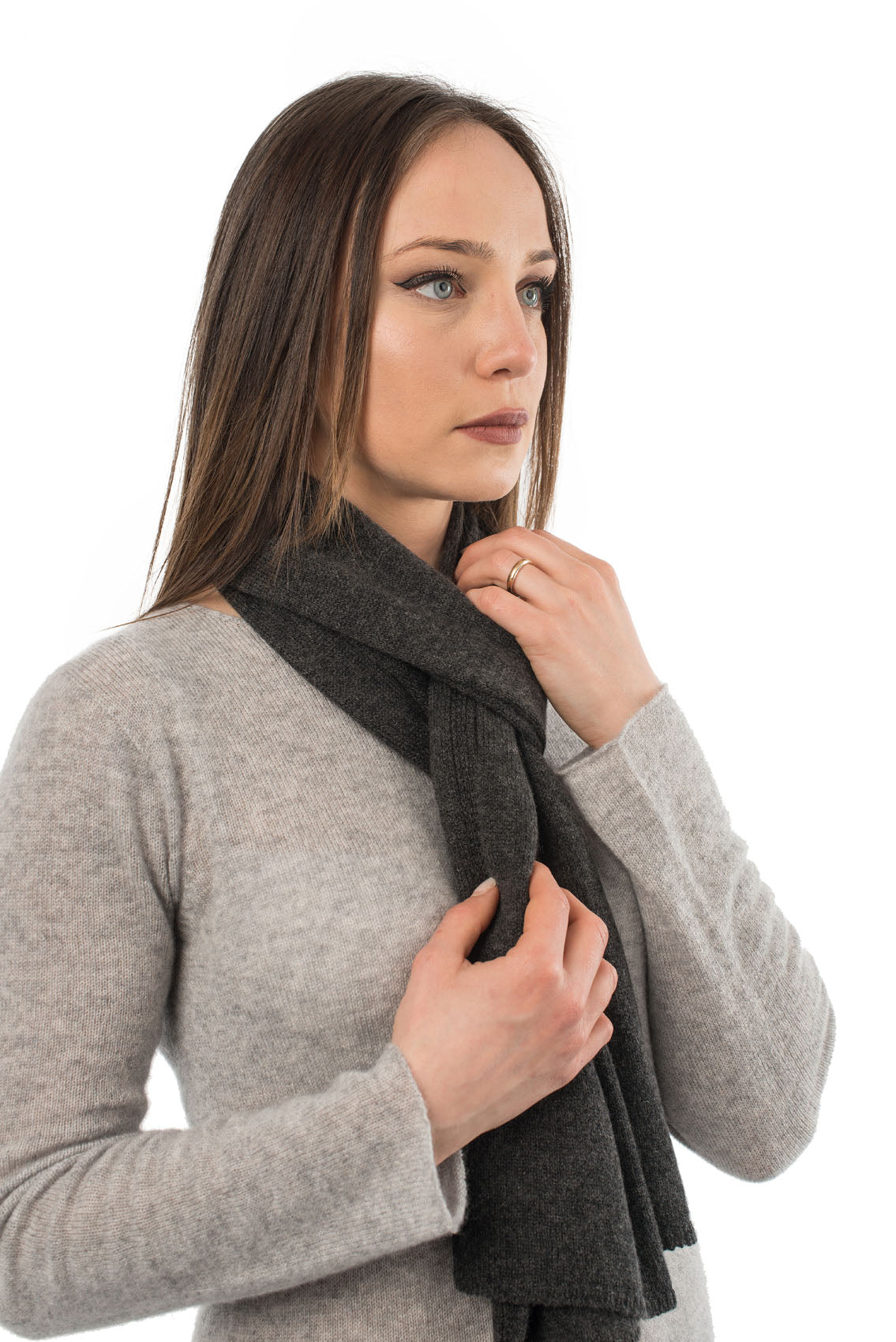 Charcoal Unisex 100% Cashmere Scarf, view 3