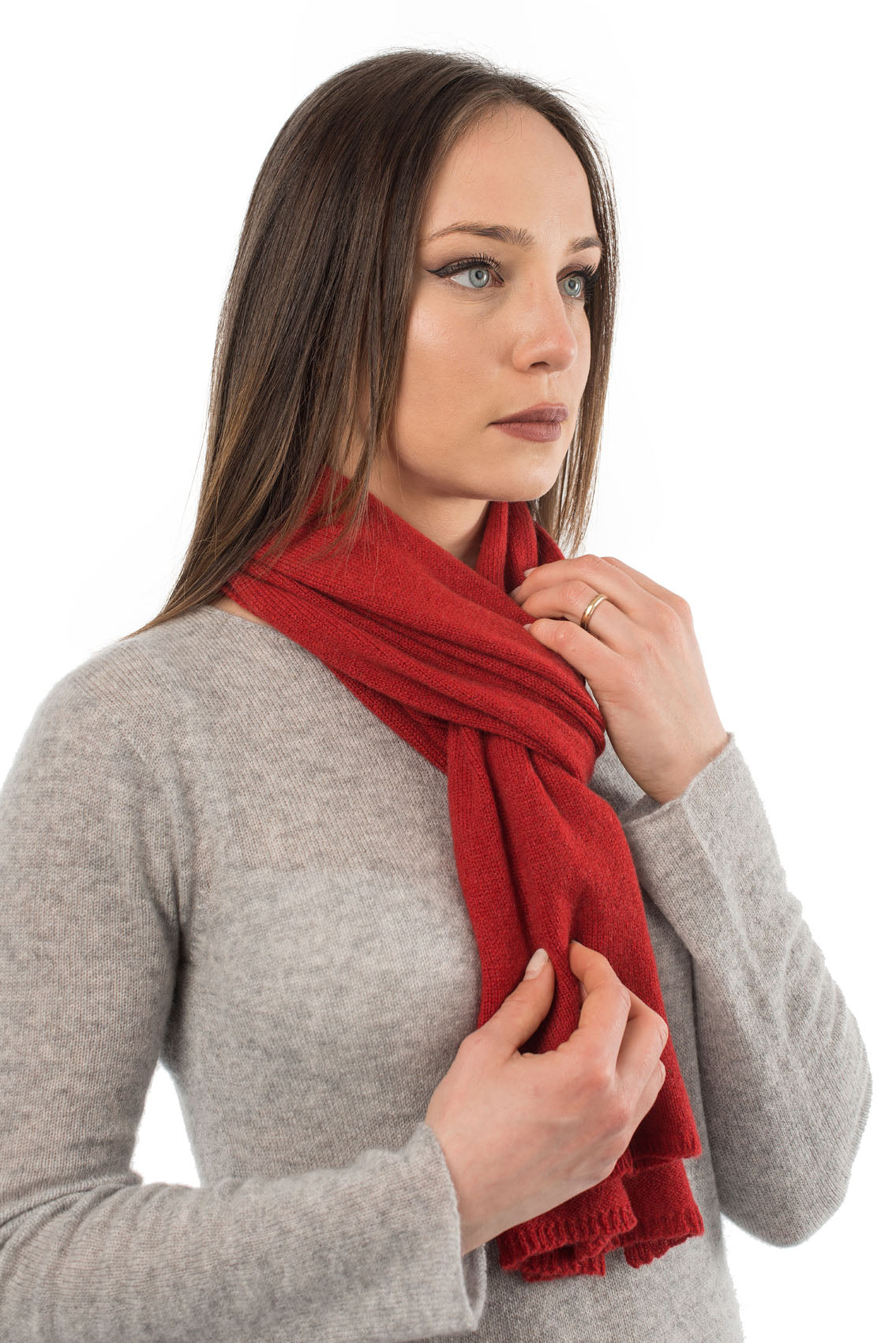 Red Unisex 100% Cashmere Scarf, view 3