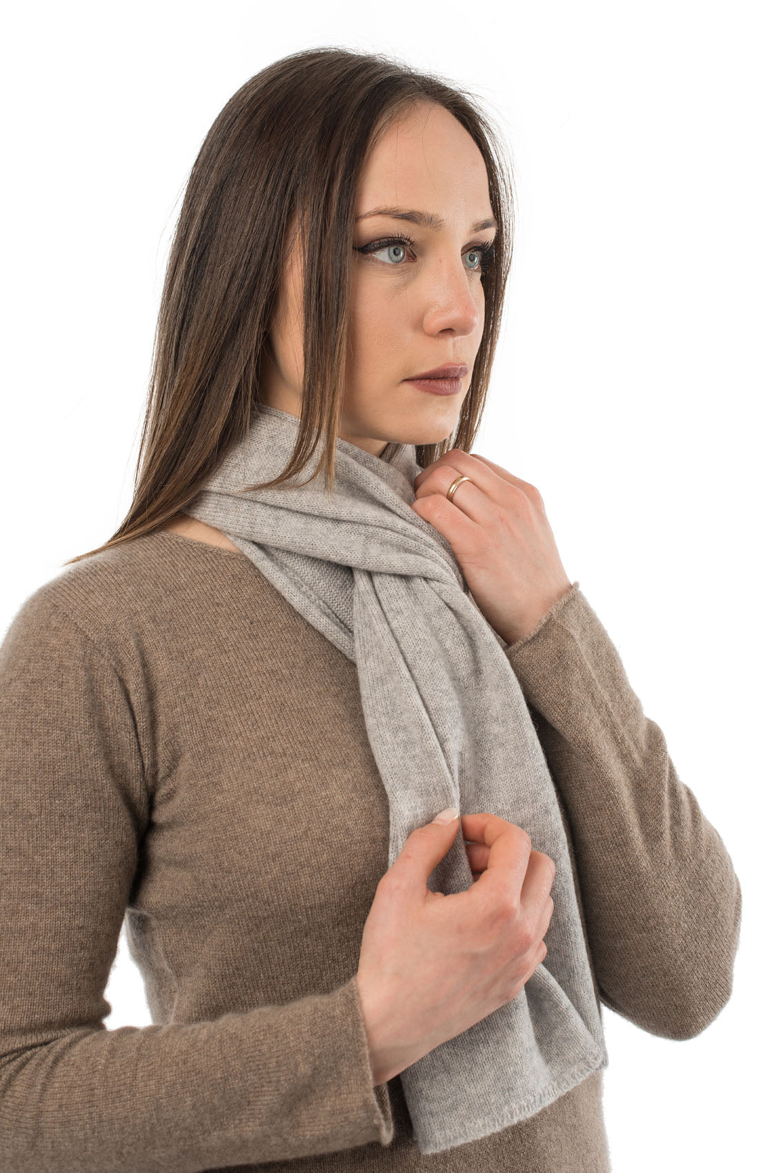 Gray Unisex 100% Cashmere Scarf, view 3