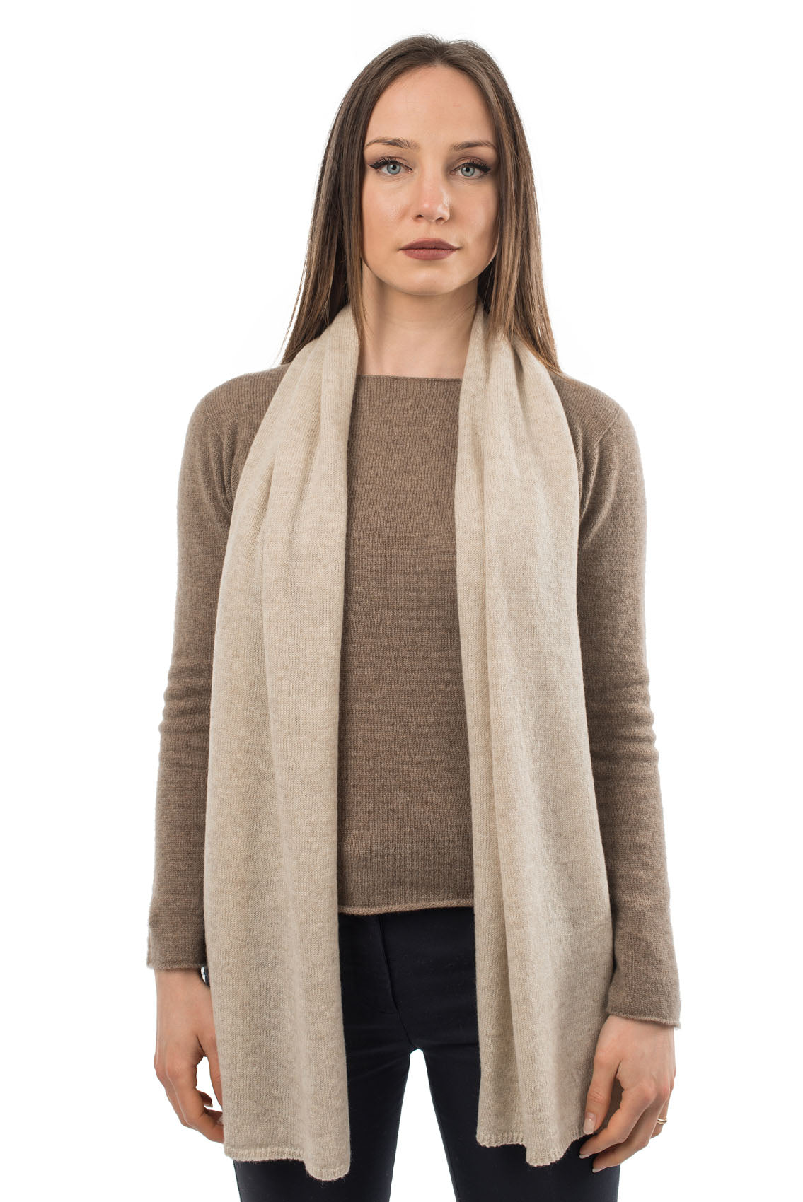 Beige Unisex 100% Cashmere Scarf