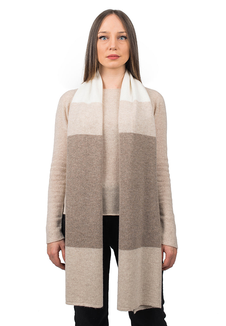 Beige-Mink-Cream Women's Three-Color 100% Cashmere Scarf