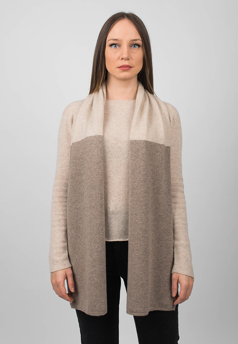 Mink-Beige Women's Two-Tone 100% Cashmere Scarf, view 2