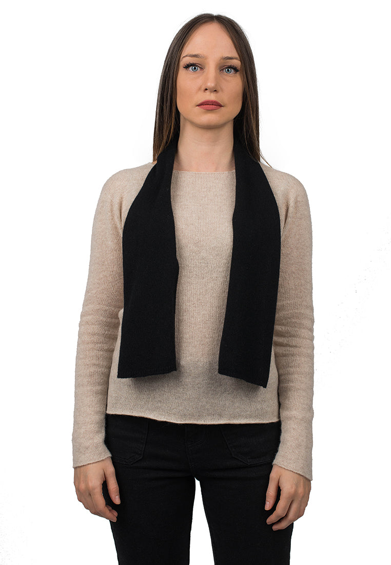 Black Women's 100% Cashmere Skinny Scarf