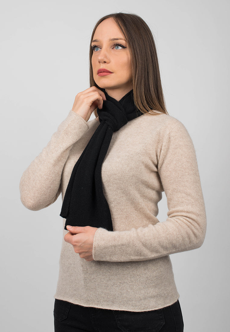 Black Women's 100% Cashmere Skinny Scarf, view 4