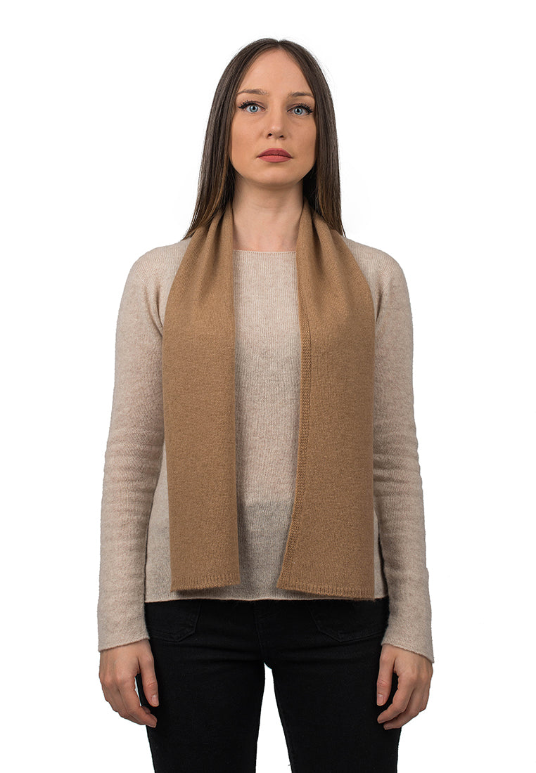 Camel Women's 100% Cashmere Skinny Scarf