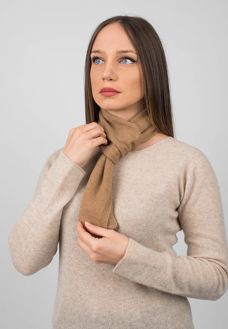 Camel Women's 100% Cashmere Skinny Scarf, view 3