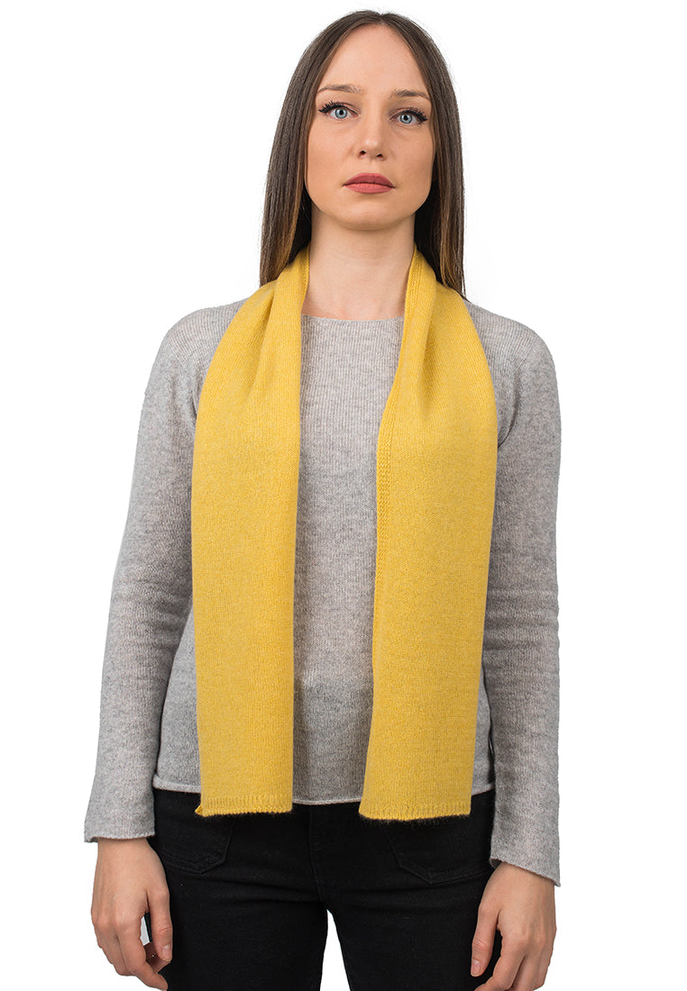 Yellow Women's 100% Cashmere Skinny Scarf