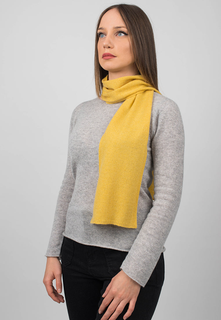 Yellow Women's 100% Cashmere Skinny Scarf, view 2