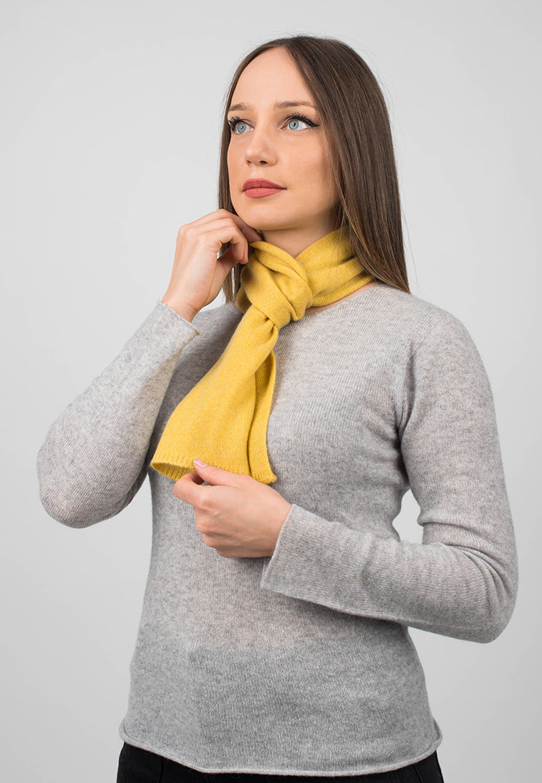 Yellow Women's 100% Cashmere Skinny Scarf, view 3